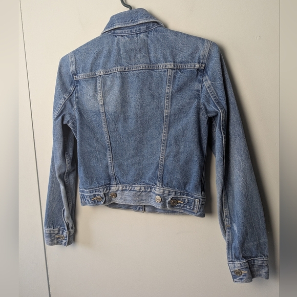 LEVI'S Women Jeans Jacket 100% Cotton Washed Blue Color With Pockets Crop XS - Picture 10 of 15
